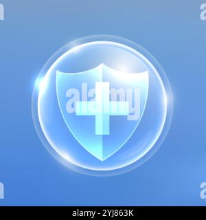 Immune system concept. Hygienic medical blue shield protecting from ...