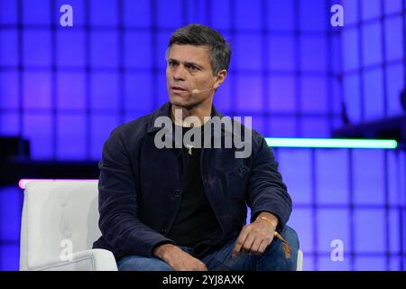 Leopoldo López, Opposition leader of Venezuela, addresses the audience during the first day of WEB SUMMIT 2024 in Lisbon, Portugal. 11th Dec, 2024. Credit: Brazil Photo Press/Alamy Live News Stock Photo