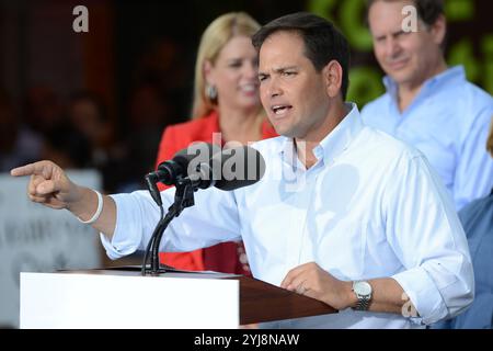 Miami, United States Of America. 12th Apr, 2015. MIAMI, FL - AUGUST 13: Florida Republican Senator Marco Rubio appeared with Mitt Romney at El Palacio de los Jugos on August 13, 2012 in Miami, Florida. People: Florida Republican Senator Marco Rubio Credit: Storms Media Group/Alamy Live News Stock Photo