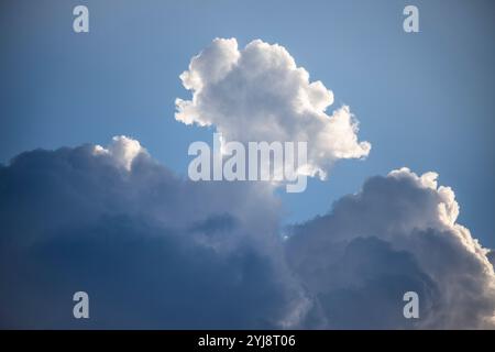 white cumulonimbus cloud on a blue background with copy space Stock Photo