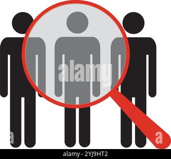 Search job vacancy icon in flat style. Loupe career vector illustration on white isolated background. Find people employer business concept. Stock Vector