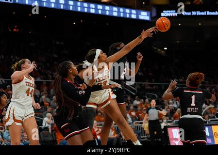 Austin, Texas, USA. 13th Nov, 2024. Texas forward AALIYAH MOORE (23) reaches for a rebound during the first half of a women's college basketball game between the Texas Longhorns and the Lamar Cardinals on November 13, 2024 in Austin, Texas. (Credit Image: © Scott Coleman/ZUMA Press Wire) EDITORIAL USAGE ONLY! Not for Commercial USAGE! Stock Photo