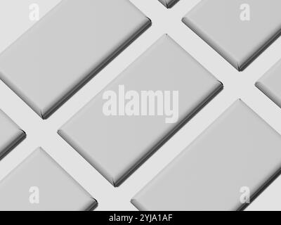 Isometric White Blank Chocolate Bar Packaging 3D Render Mockup Stock Photo