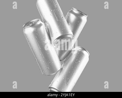 Blank Realistic Drink Can Mockup in Grey Background Stock Photo