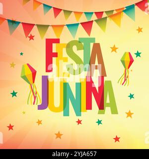 festa junina brazil festival party holiday celebration colorful background illustration Stock Vector