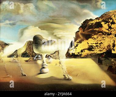 Salvador Dalí, 'Invisible Afghan with the Apparition on the Beach of the Face of Garcia Lorca in the Form of a Fruit Dish with Three Figs', 1938, Oil on canvas, 19,2 x 24,1 cm. Museum: PRIVATE COLLECTION. Stock Photo