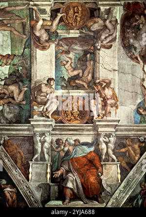 Michelangelo / 'Sistine Chapel Ceiling: the Creation of Eve', 1510, Fresco. Museum: CAPILLA SIXTINA, CIUDAD DEL VATICANO, CIUDAD DEL VATICANO. ADAM AND EVE. EVE. Adam. Ezekiel. EVA AMARAL. Stock Photo