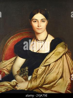 Jean Auguste Dominique Ingres / 'Madame Antonia Devaucay de Nittis', 1809, Oil on canvas, 76 x 59 cm. Museum: MUSEE BONNAT, Bayona, France. Stock Photo