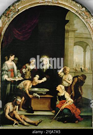 Bartolomé Esteban Murillo / 'Saint Elizabeth of Hungary Healing the Lepers', 1667-1673, Oil on canvas. Museum: Hospital de la Caridad, Sevilla. Stock Photo