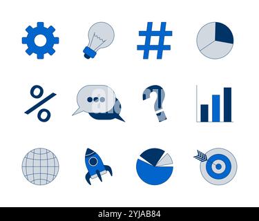 Business management app ui design 2D cartoon objects set Stock Vector
