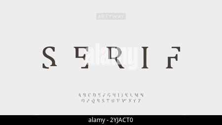 Minimalist modern typeface, futuristic serif letters, elegant refined cutout style for luxury branding, creative studio logo, sleek graphic signage Stock Vector