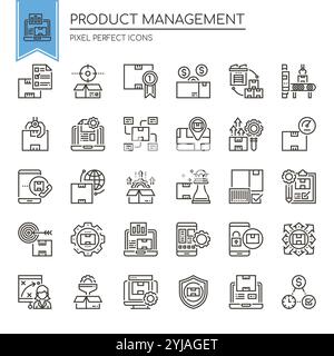 Product Management , Thin Line and Pixel Perfect Icons Stock Vector