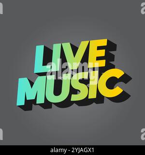 Live music. Text effect design in 3D style for social media marketing ads Stock Vector