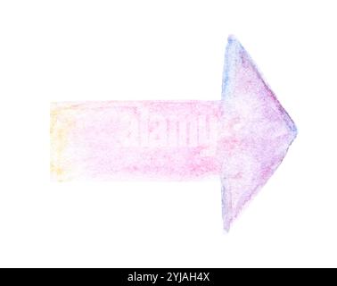 Watercolor arrow in soft pastel colors pointing right for creative design projects and artistic inspirations. Stock Photo