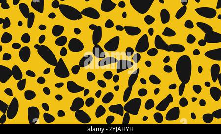 Vibrant cheetah pattern with black spots on yellow background, perfect for textile, wallpaper, and background. High quality vector graphic for unique Stock Vector