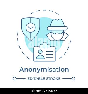 Anonymisation soft blue concept icon Stock Vector