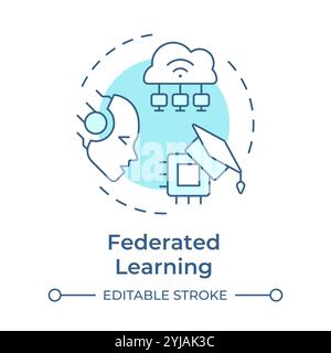 Federated learning soft blue concept icon Stock Vector