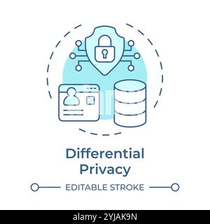 Differential privacy soft blue concept icon Stock Vector