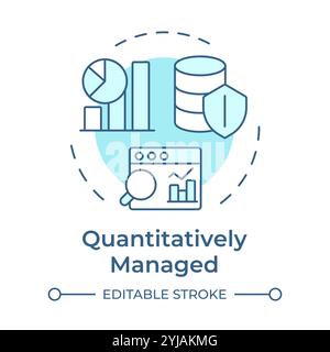 Quantitatively managed stage soft blue concept icon Stock Vector