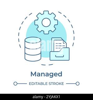 Managed stage soft blue concept icon Stock Vector