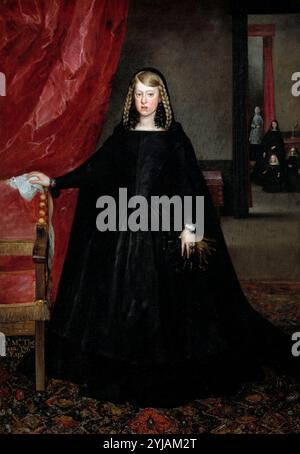 Juan Bautista Martínez del Mazo / 'The Empress Margarita de Austria', 1666, Spanish School, Oil on canvas, 205 cm x 144 cm, P00888. Museum: MUSEO DEL PRADO, MADRID, SPAIN. Stock Photo