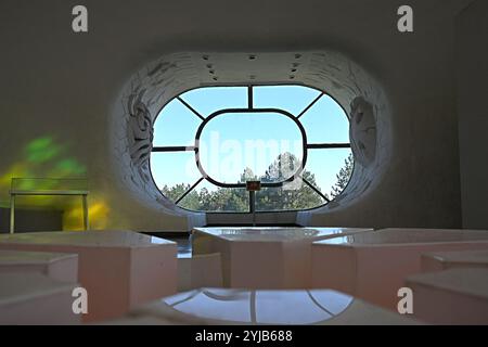 Modern Architectural Window with Forest View Stock Photo
