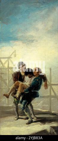 Francisco de Goya y Lucientes / 'The Drunken Mason', 1786, Spanish School, Oil on canvas, 35 cm x 15 cm, P02782. Museum: MUSEO DEL PRADO, MADRID, SPAIN. Stock Photo