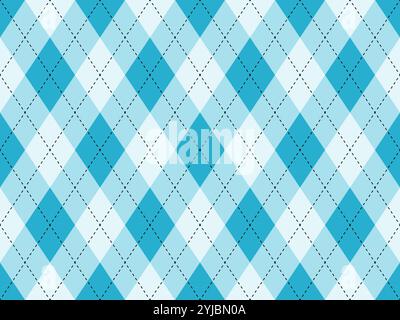 Blue argyle pattern. Seamless argyle vector pattern. Retro style classic clothing print. Fashion print texture. Stock Vector