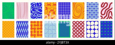 Textured posters background. Seamless print of retro modern patterned paper for wrapping, vintage funky backdrop for greeting cards posters. Vector Stock Vector