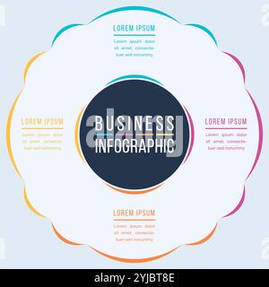 Circle Infographic design 4 steps, objects, elements or options infographic business template Stock Vector