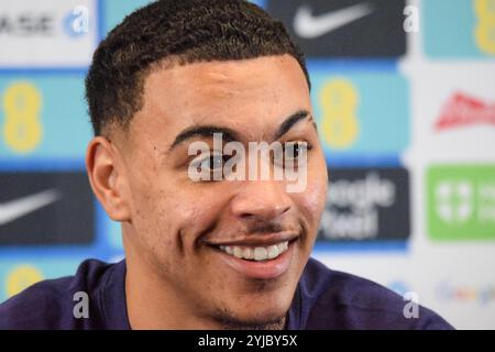 Burton Upon Trent, UK. 12th Nov, 2024. England midfielder Morgan Rogers during the England Training & Media Day press conference at St. George's Park, Burton upon Trent, England, United Kingdom on 12 November 2024 Credit: Every Second Media/Alamy Live News Stock Photo