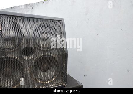 detailed of black metal sound cover Stock Photo
