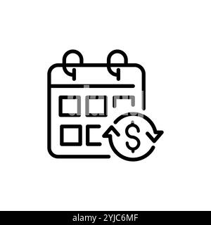 Financial calendar line icon. linear style sign for mobile concept and web design. Calendar and money outline vector icon. Symbol, logo illustration. Stock Vector