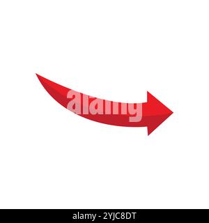 Red arrow icon on white background. flat style. arrow icon for your web site design, logo, app, UI. arrow indicated the direction symbol. curved arrow Stock Vector