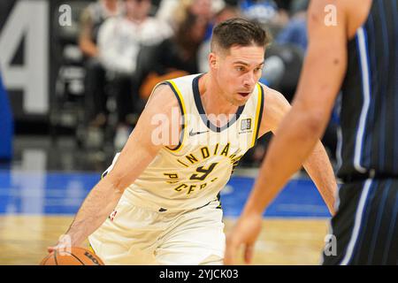 Orlando, Florida, USA, November 13, 2024, Indiana Pacers guard TJ McConnell #9 rushes forward at the Kia Center. (Photo Credit: Marty Jean-Louis/Alamy Live News Stock Photo