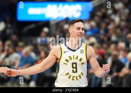 Orlando, Florida, USA, November 13, 2024, Indiana Pacers guard TJ McConnell #9 reacts after scoring at the Kia Center. (Photo Credit: Marty Jean-Louis/Alamy Live News Stock Photo