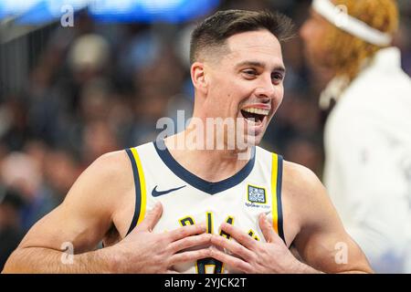 Orlando, Florida, USA, November 13, 2024, Indiana Pacers guard TJ McConnell #9 reacts after scoring at the Kia Center. (Photo Credit: Marty Jean-Louis/Alamy Live News Stock Photo