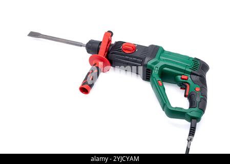 Hammer drill with handle isolated on white background. Stock Photo