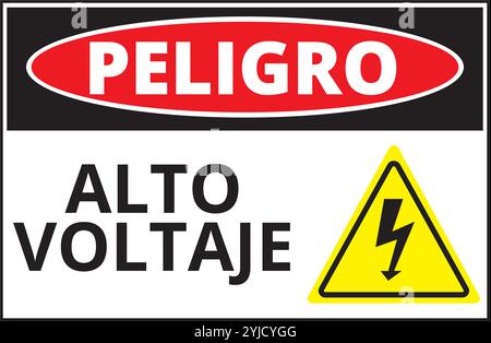 Peligro alto voltaje sign on a white background (trad. Danger high voltage) Stock Vector