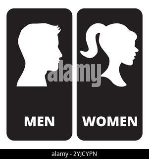 Women and men bathroom banner on a black background Stock Vector