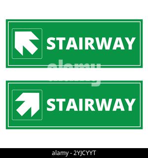 Green stairway signs on a white background Stock Vector