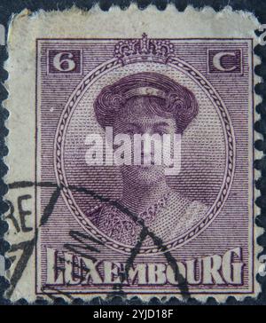 Charlotte of Luxembourg (1896 -1985), reigning Grand Duchess of Luxembourg 1919, 1964. Portrait on Luxembourg postage stamp Stock Photo