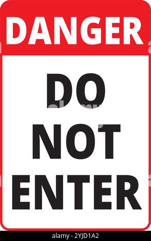 Danger do not enter white and red sign on a white background Stock Vector