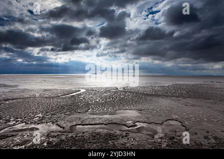 Low skies at Weston-super-Mare beach Stock Photo