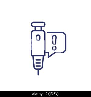 insulin injection line icon on white Stock Vector