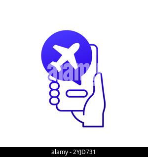 flight mode icon with a phone in hand Stock Vector