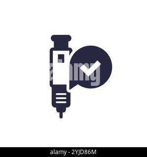 insulin injection icon with check mark Stock Vector