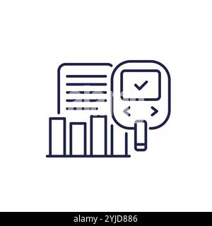 Glucose monitoring line icon with a glucometer Stock Vector