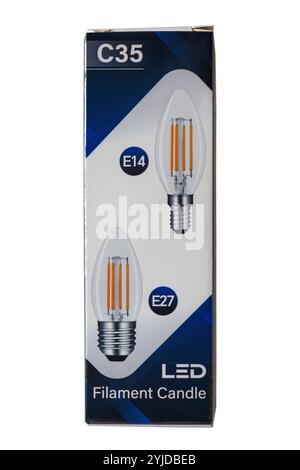 Akynite LED filament candle lightbulb light bulb isolated on white background Stock Photo