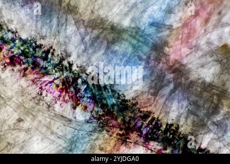Paper Ink Under A Microscope Coloured ink test lines on a newspaper, under a microscope at 4 times ...